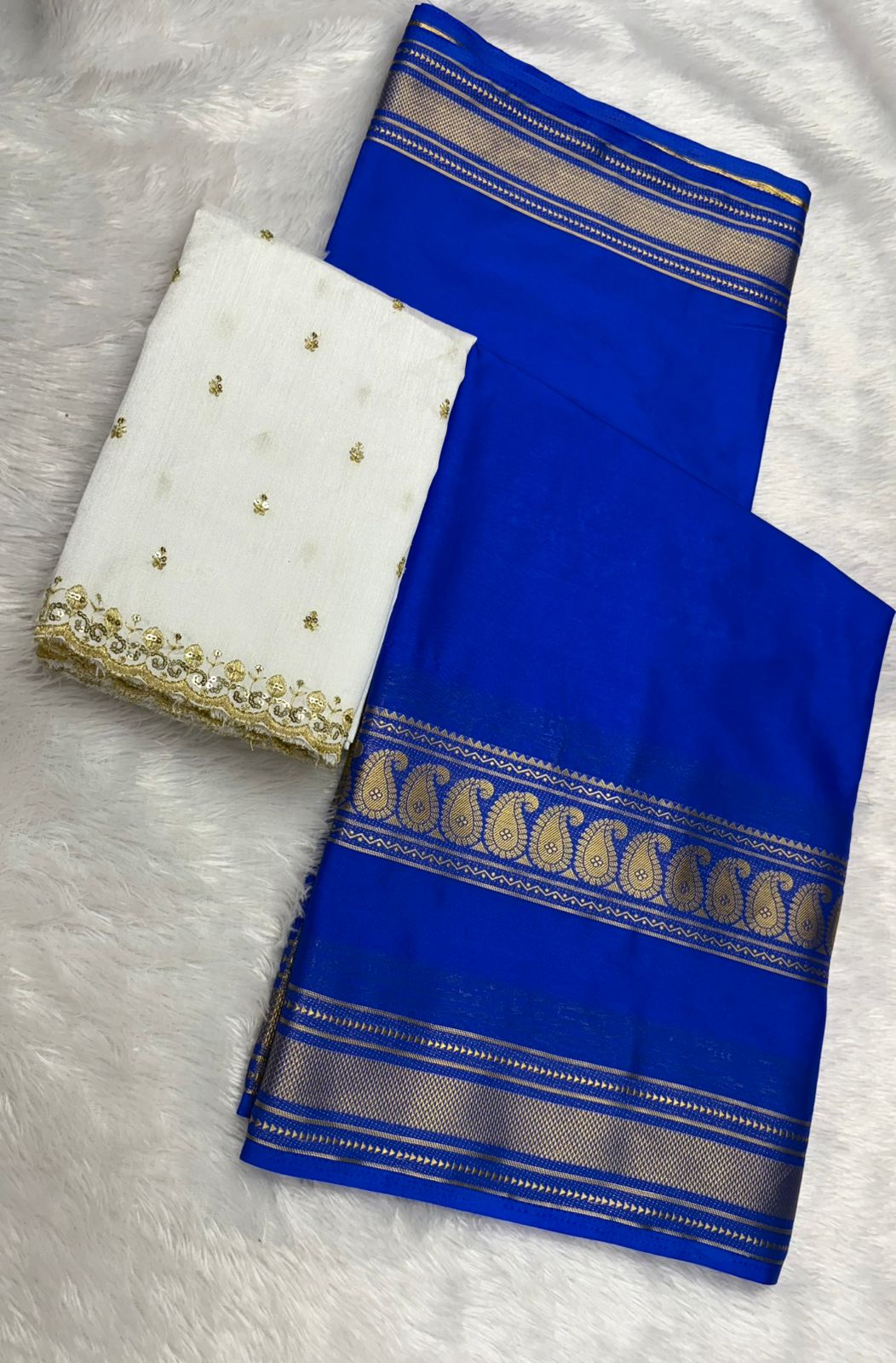 Semi mysore crape silk saree with bentex border MT110