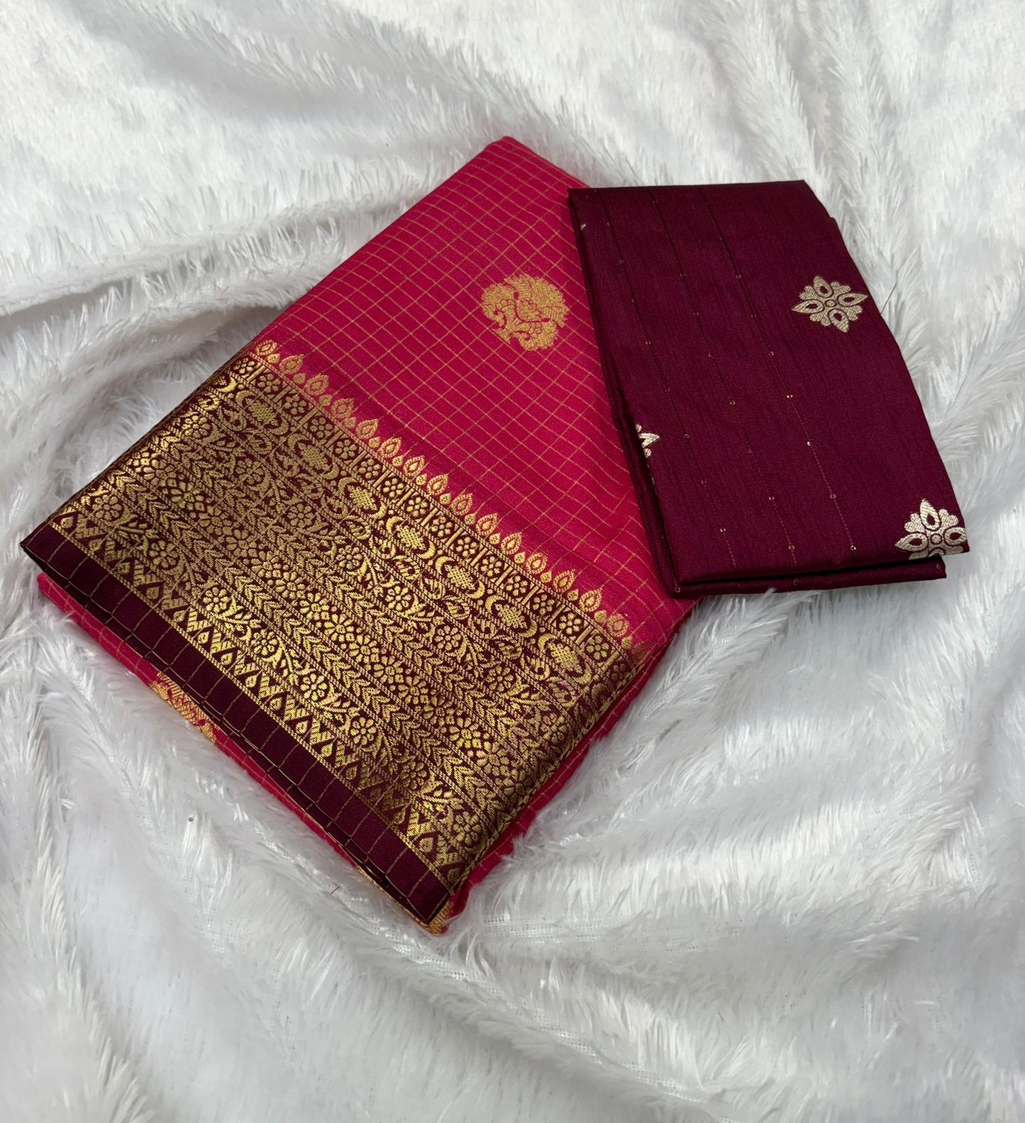 Premium Quality Semi Mysore Crape Silk Saree in Contrast border With fancy Blouse MT170