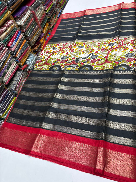 Premium Quality Dola Crape Silk In Center Kalamkari print MT185