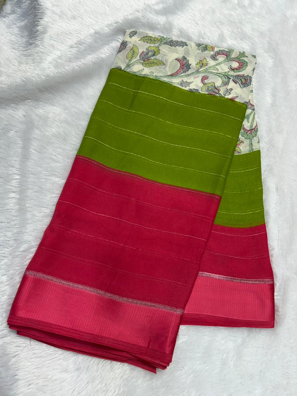 Super Trending 3D Georgete silk saree with center print MT205