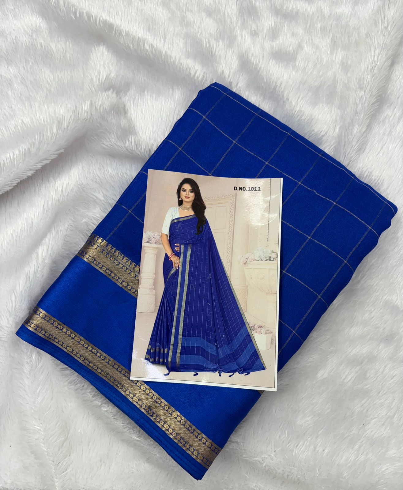 Premium Quality Georgete silk saree in trending royal blue colour with Bentex check pattern MT190