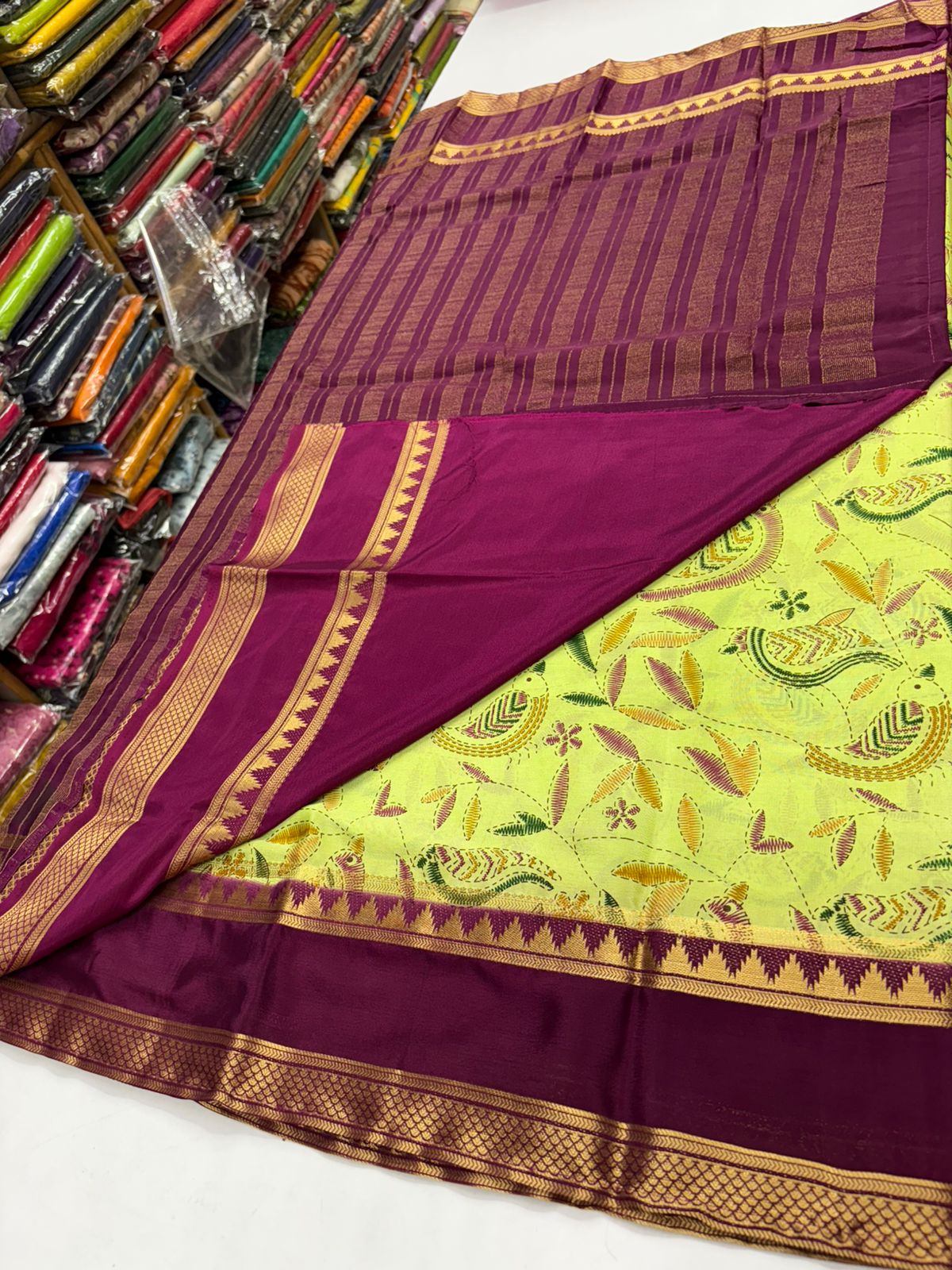 Premium quality semi mysore crepe silk saree with digital prints MT115