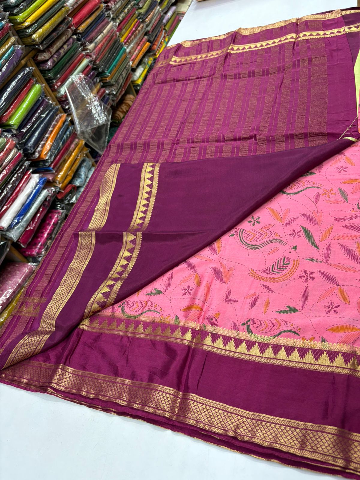 Premium quality semi mysore crepe silk saree with digital prints MT115
