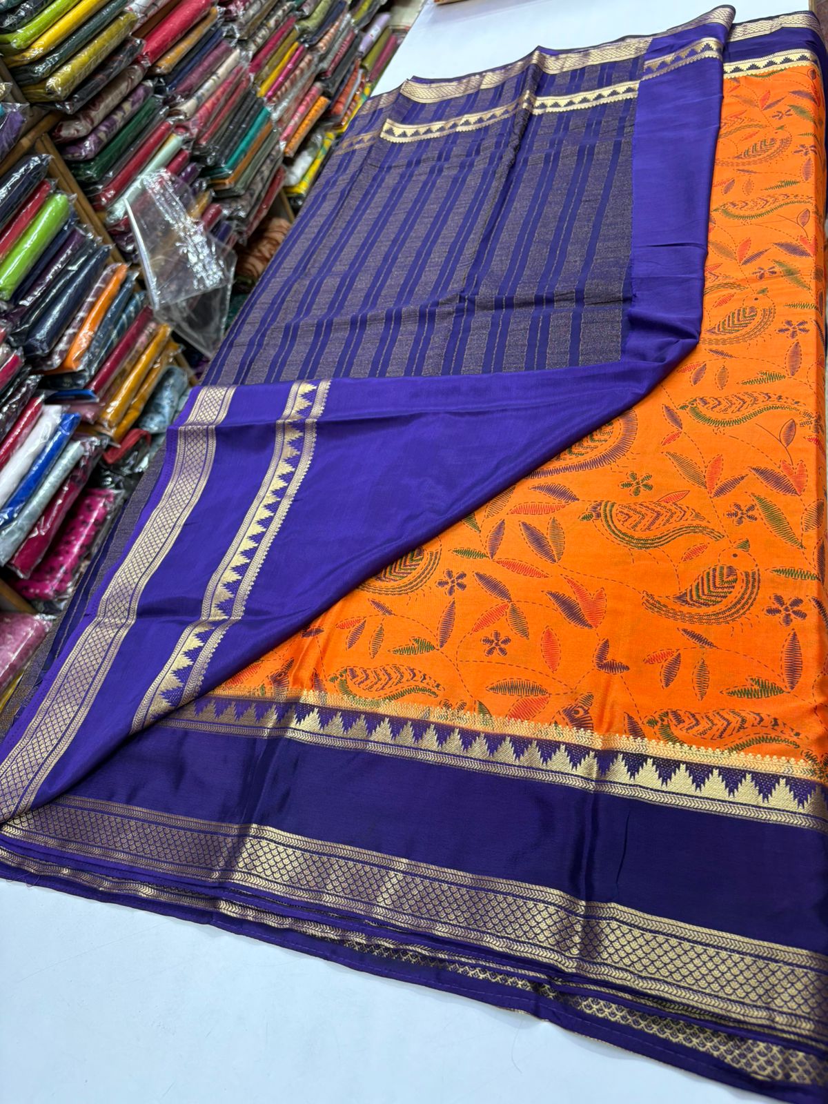 Premium quality semi mysore crepe silk saree with digital prints MT115