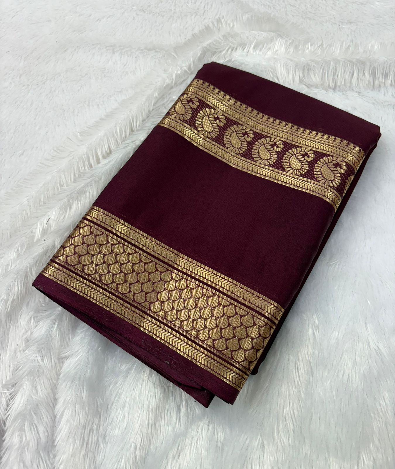 Premium Quality Semi Mysore Crape Silk Saree In Bentex Mango Border  MT135
