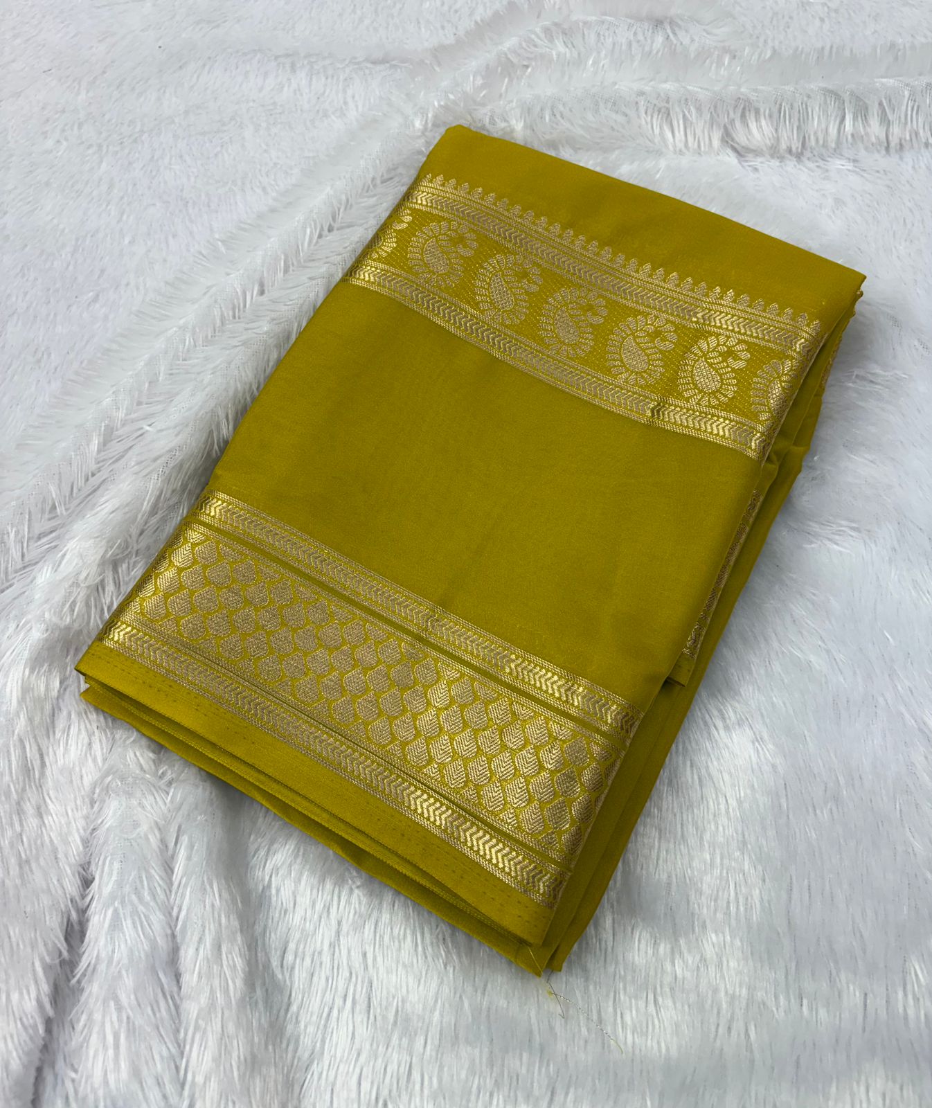Premium Quality Semi Mysore Crape Silk Saree In Bentex Mango Border  MT135