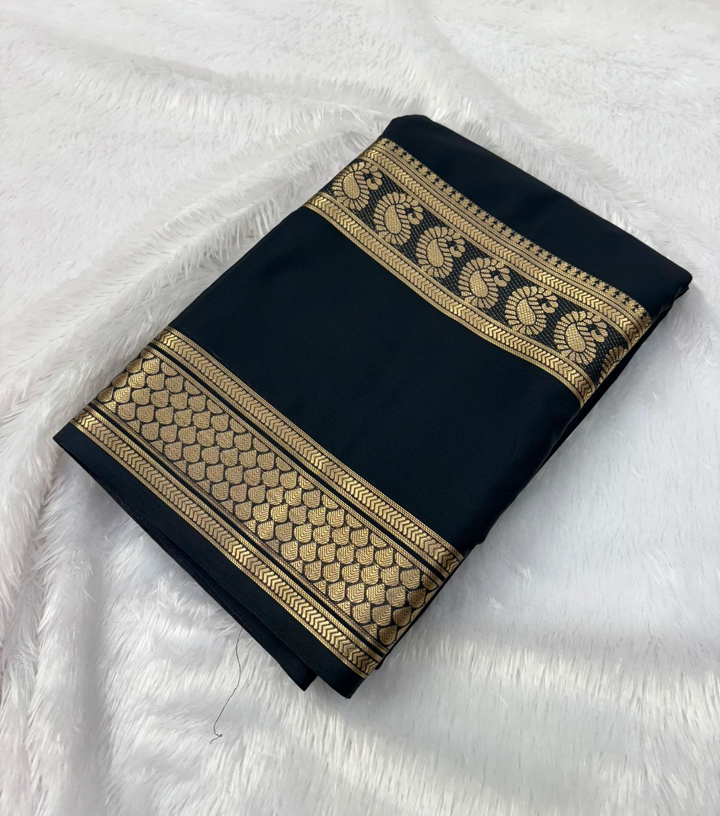 Premium Quality Semi Mysore Crape Silk Saree In Bentex Mango Border  MT135