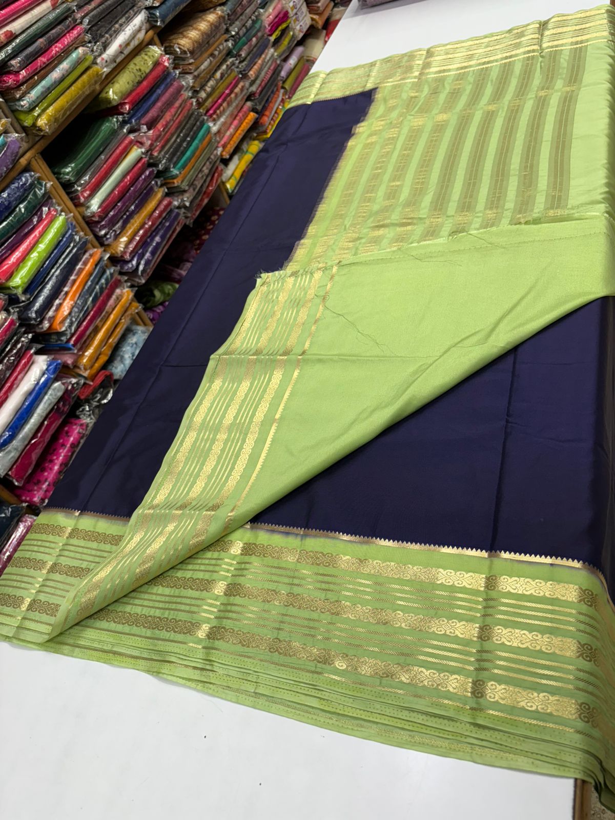 Premium Quality Semi Mysore Crape Silk Saree in contrast Border MT140