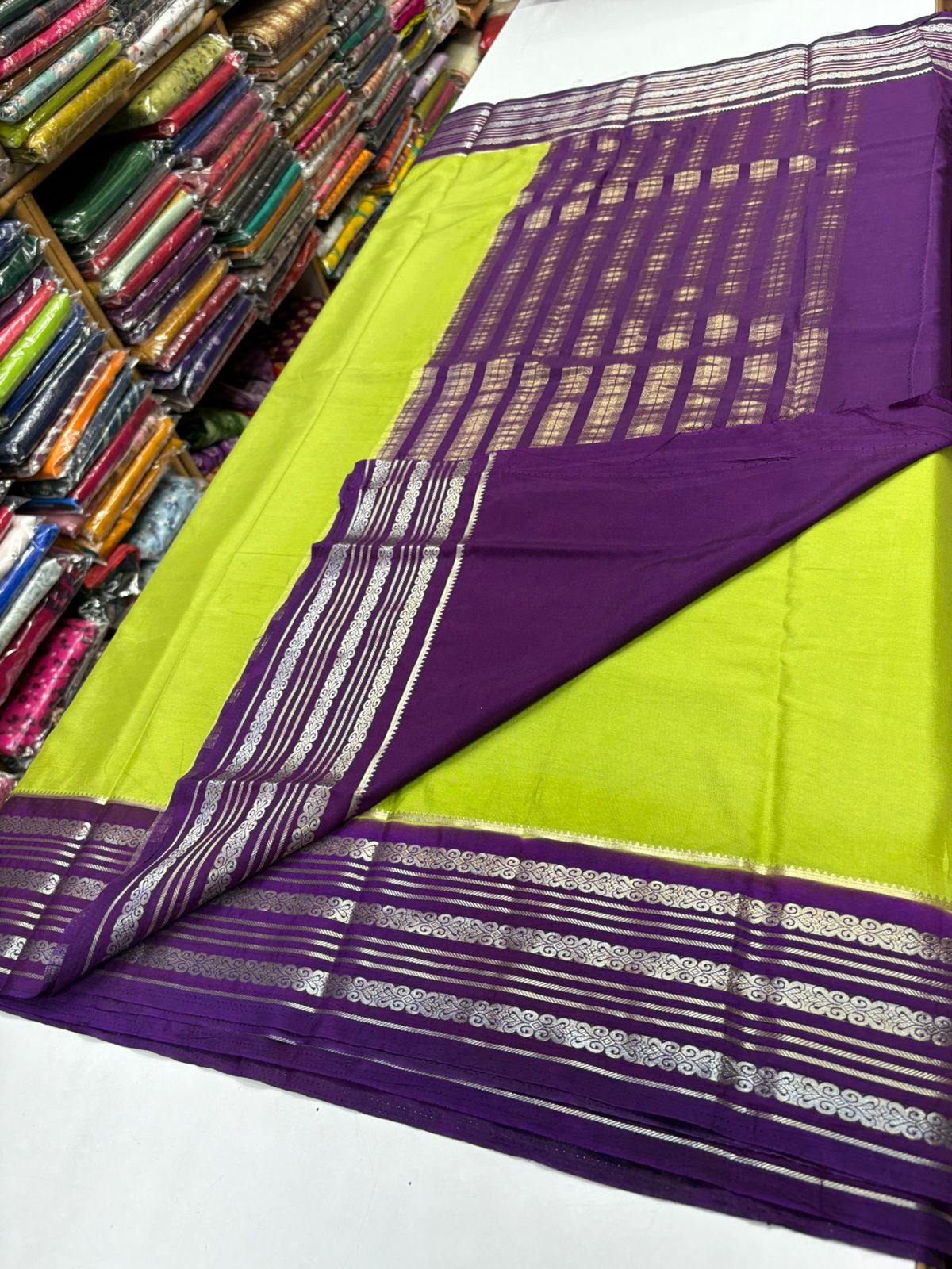 Premium Quality Semi Mysore Crape Silk Saree in contrast Border MT140