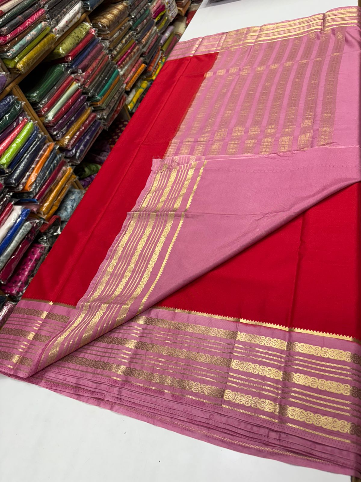 Premium Quality Semi Mysore Crape Silk Saree in contrast Border MT140