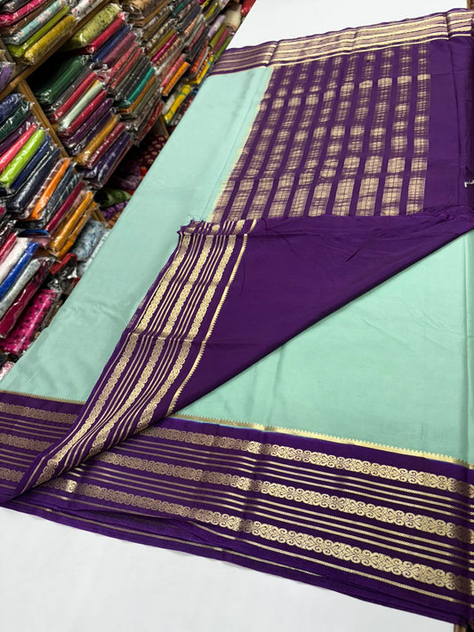 Premium Quality Semi Mysore Crape Silk Saree in contrast Border MT140