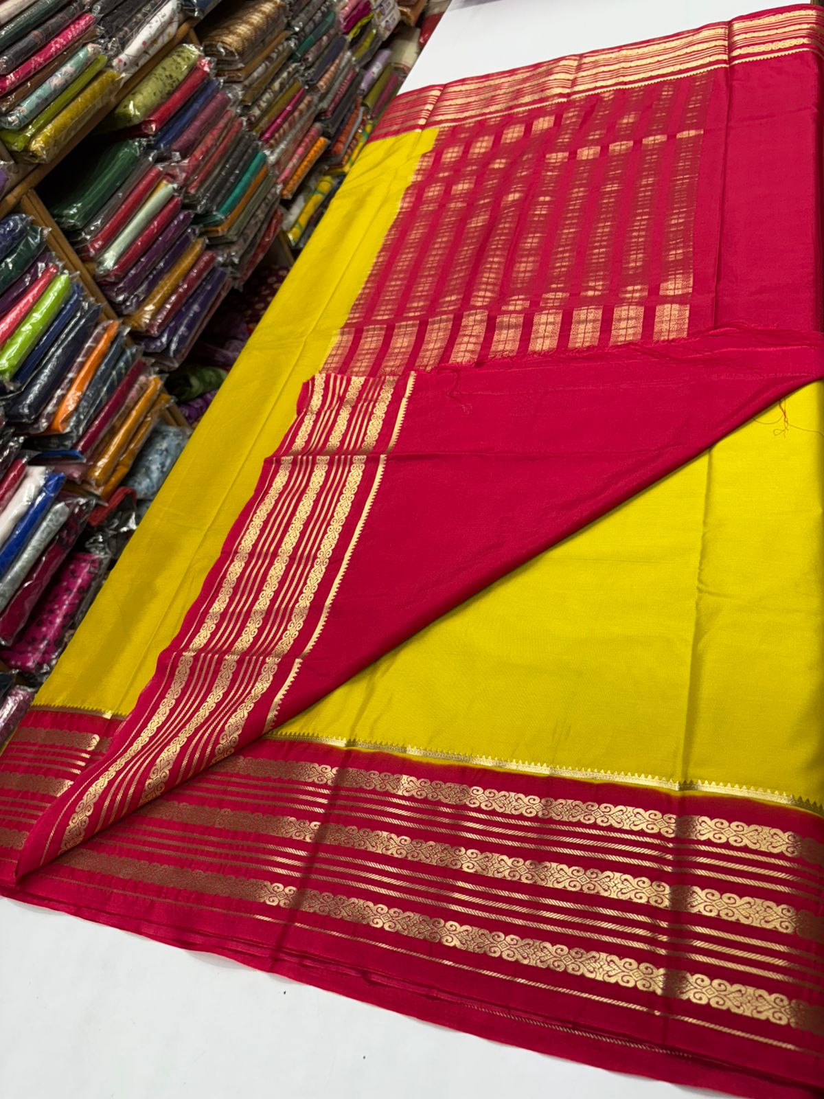 Premium Quality Semi Mysore Crape Silk Saree in contrast Border MT140