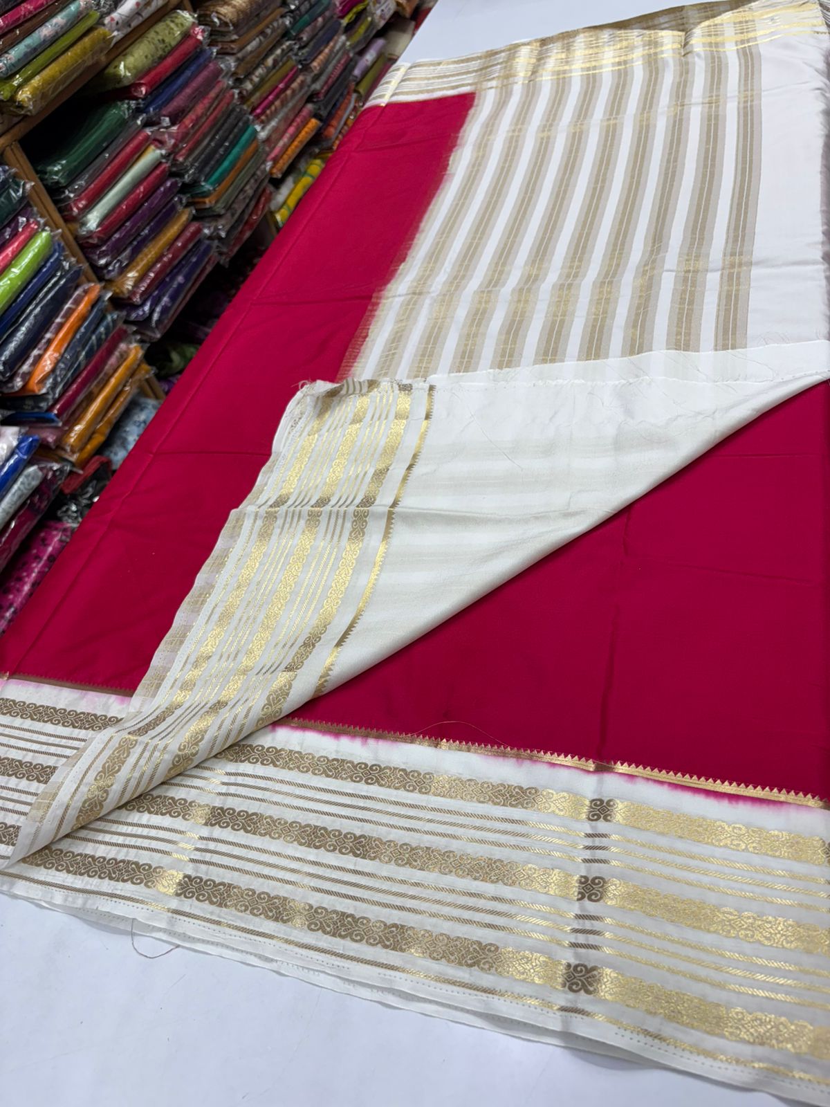 Premium Quality Semi Mysore Crape Silk Saree in contrast Border MT140