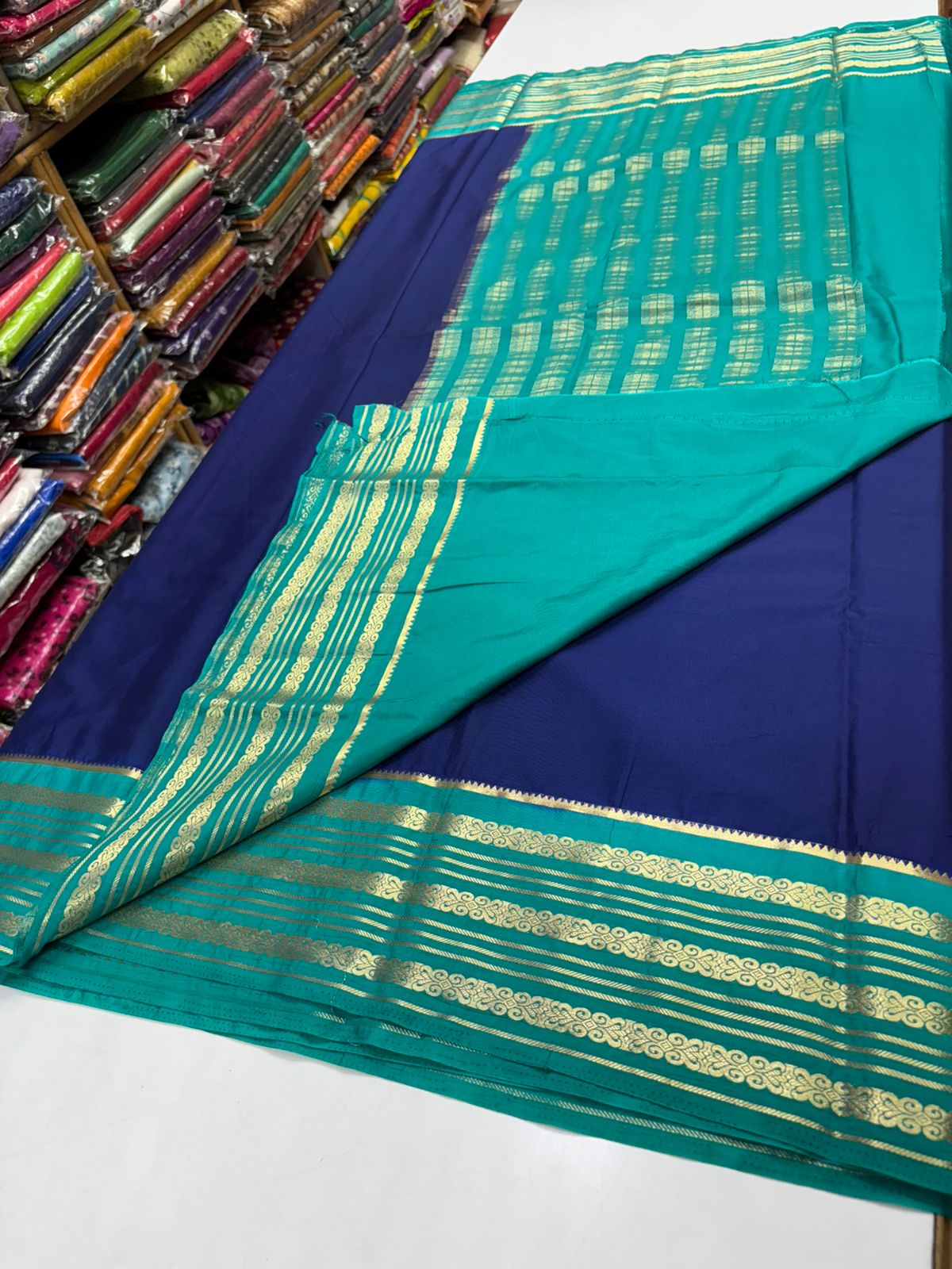 Premium Quality Semi Mysore Crape Silk Saree in contrast Border MT140