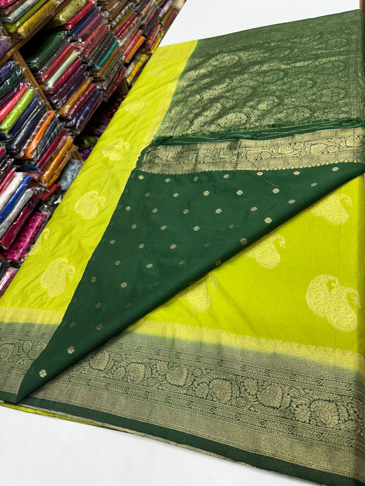 Premium Banarasi Georgete silk saree with Mango buttas all over the saree in contrast border  MT160
