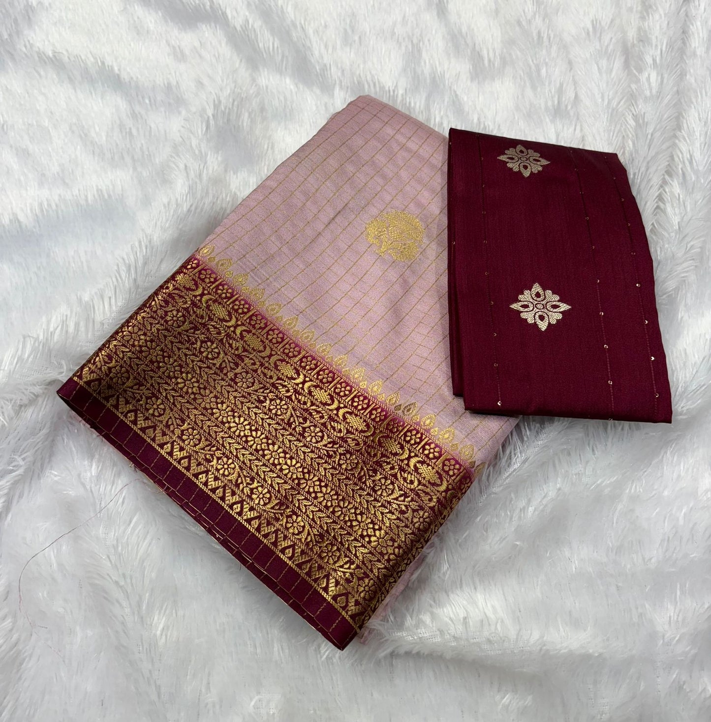 Premium Quality Semi Mysore Crape Silk Saree in Contrast border With fancy Blouse MT170