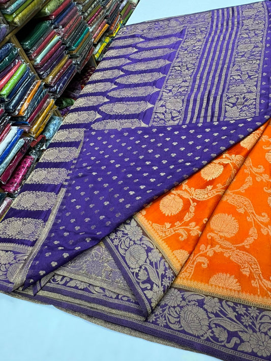 Premium Quality Khaddi Georgete Silk Saree With Rich Pallu & Blouse MT165