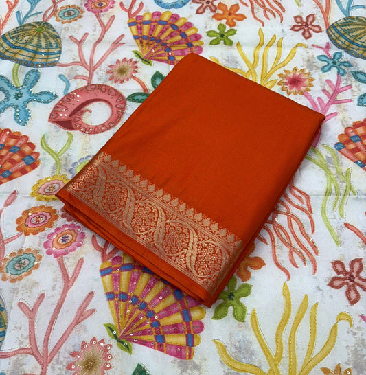 Premium Semi Mysore Crape Silk Saree With natural Crape Blouse MT180