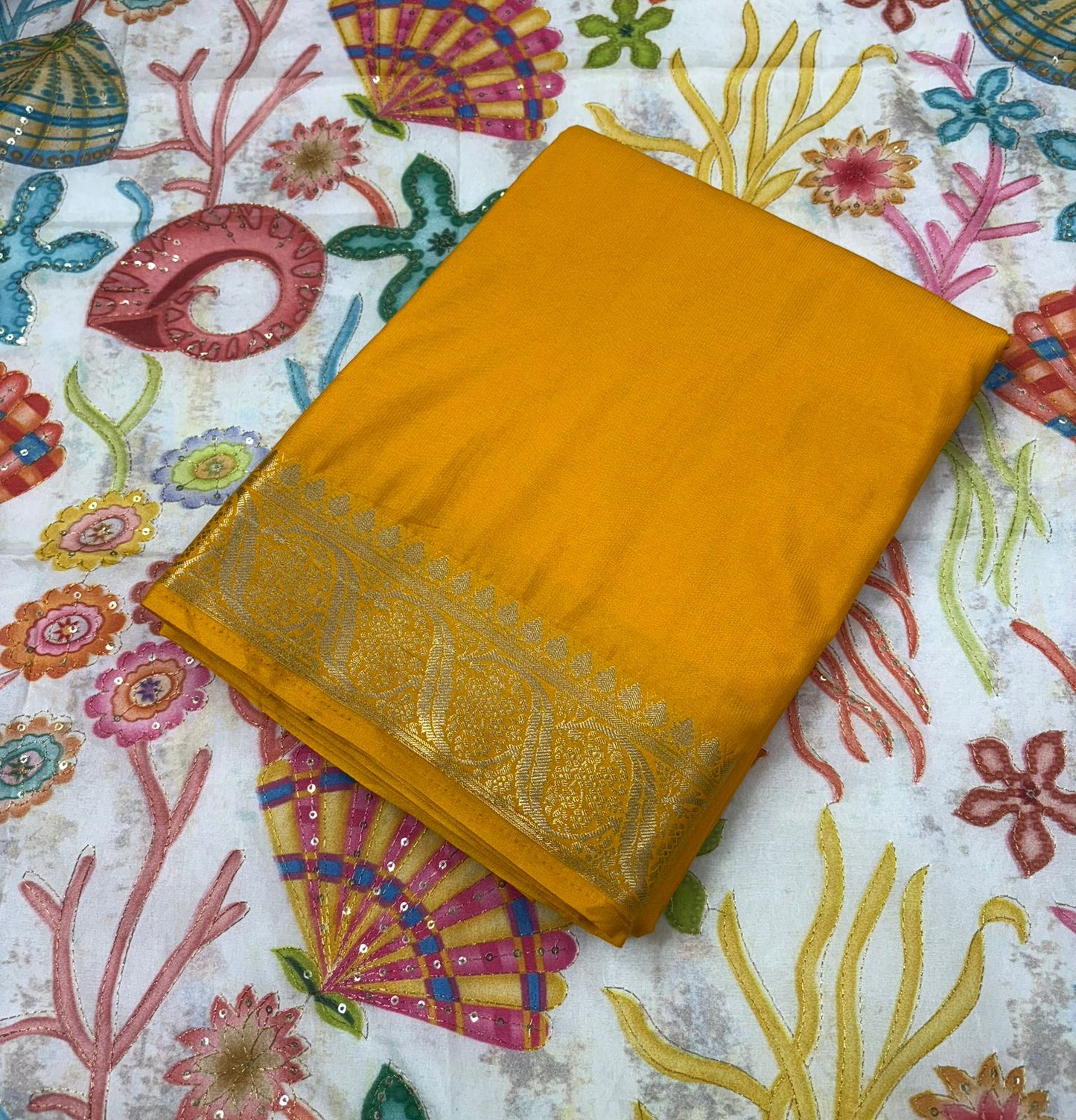 Premium Semi Mysore Crape Silk Saree With natural Crape Blouse MT180