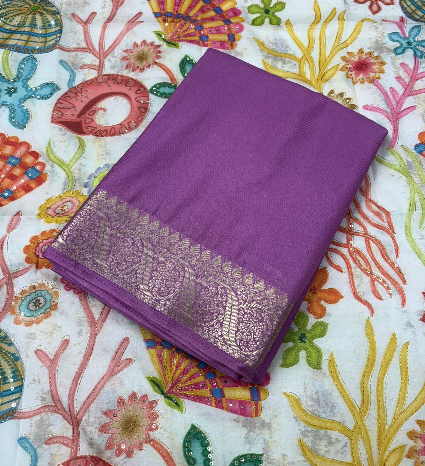 Premium Semi Mysore Crape Silk Saree With natural Crape Blouse MT180