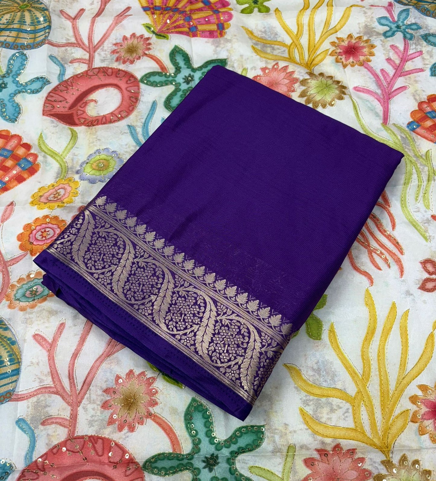 Premium Semi Mysore Crape Silk Saree With natural Crape Blouse MT180