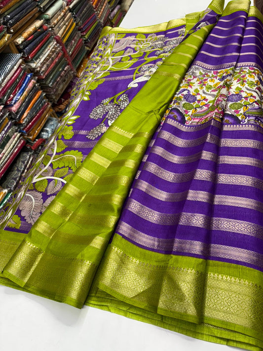 Premium Quality Dola Crape Silk In Center Kalamkari print MT185