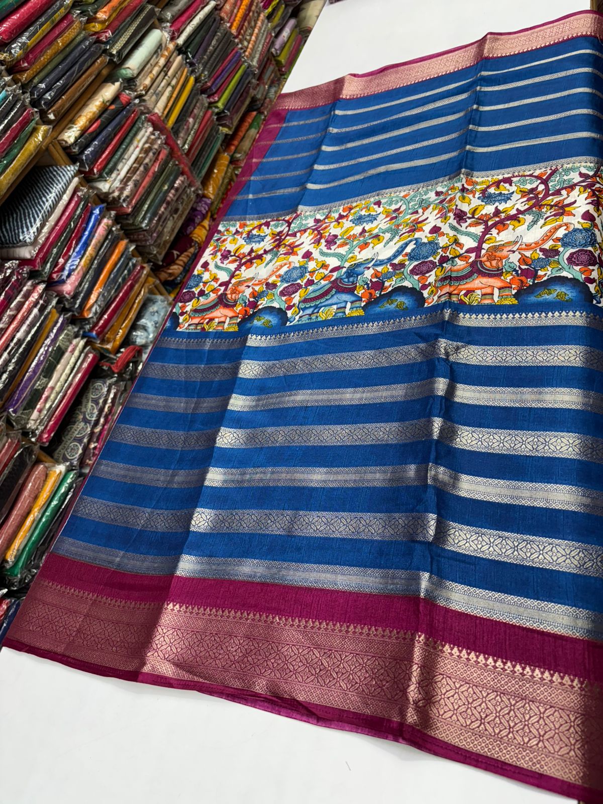 Premium Quality Dola Crape Silk In Center Kalamkari print MT185