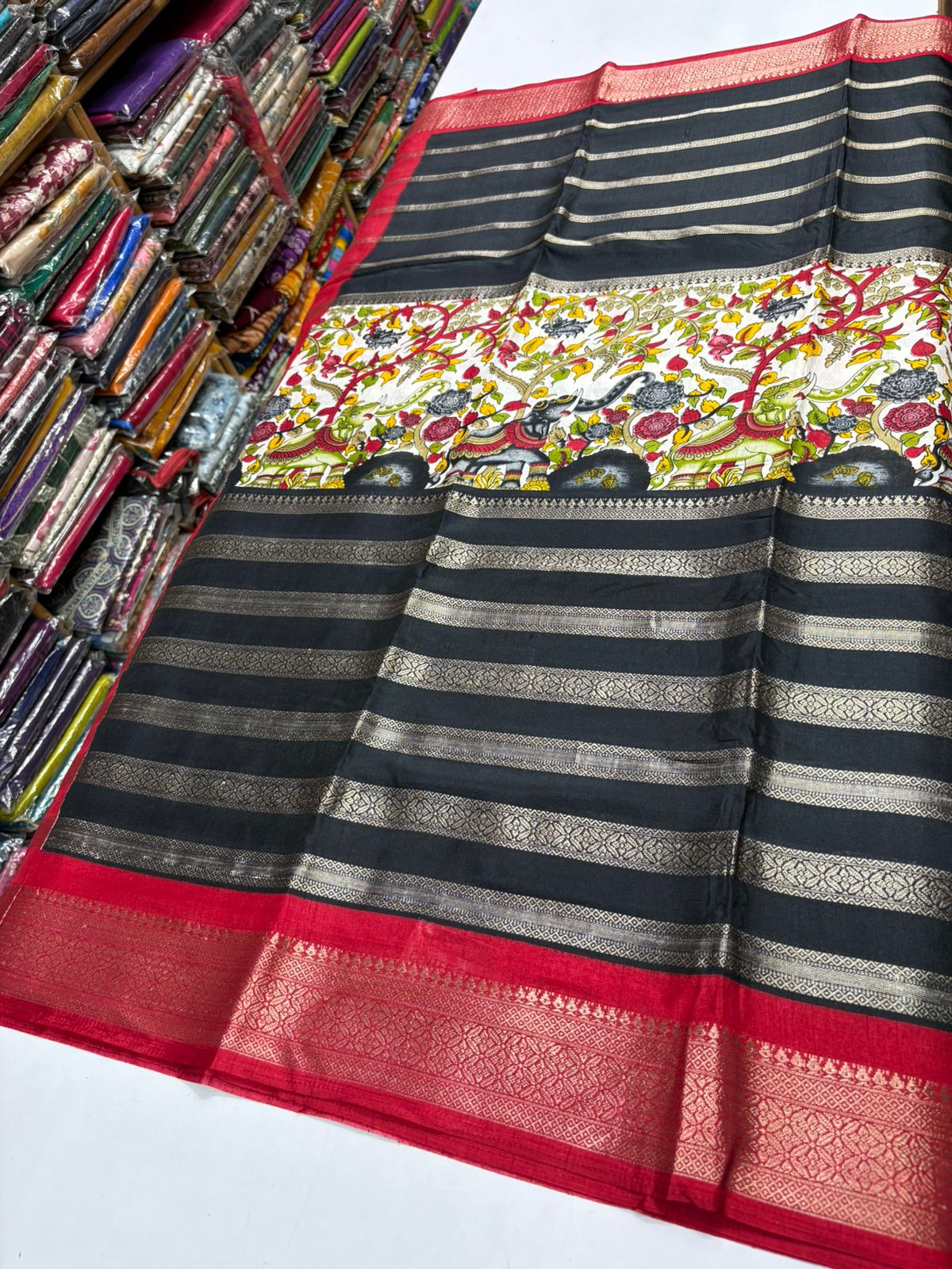 Premium Quality Dola Crape Silk In Center Kalamkari print MT185