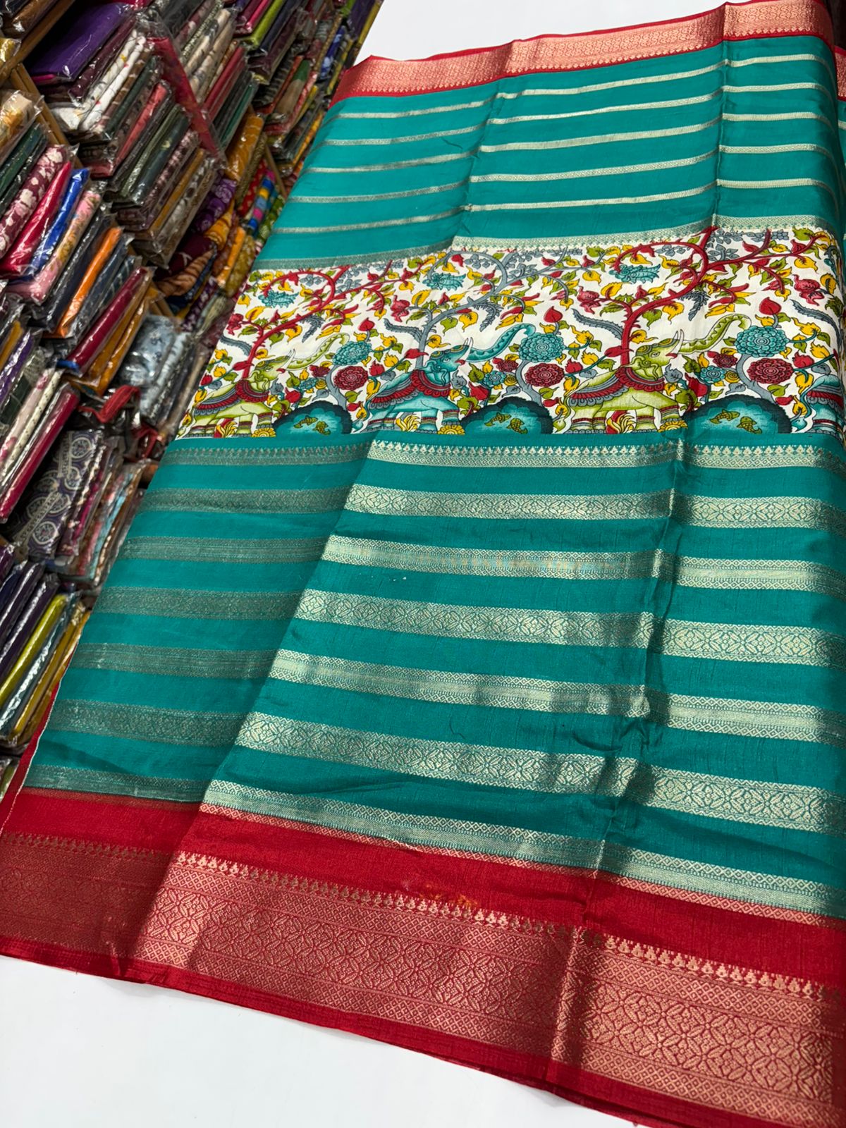 Premium Quality Dola Crape Silk In Center Kalamkari print MT185