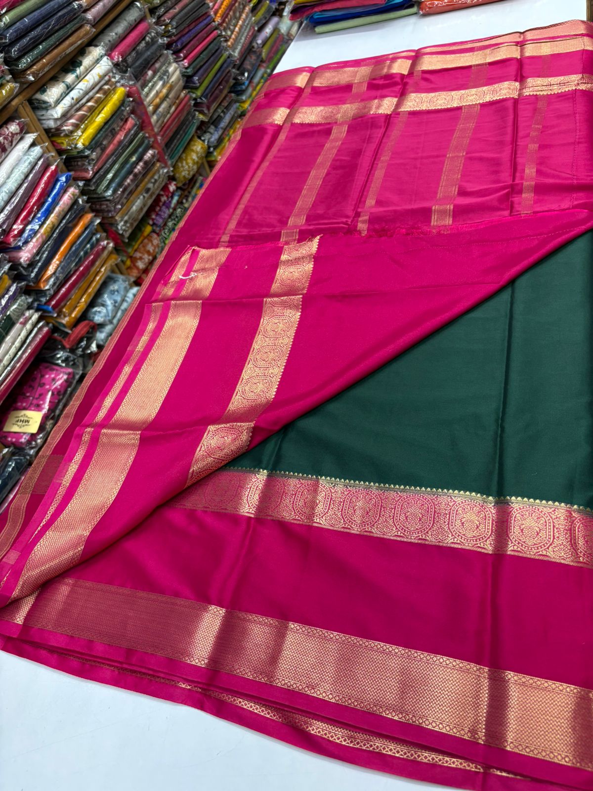 Premium Quality Semi Mysore Crape Silk Saree in Bentex contrast border MT200