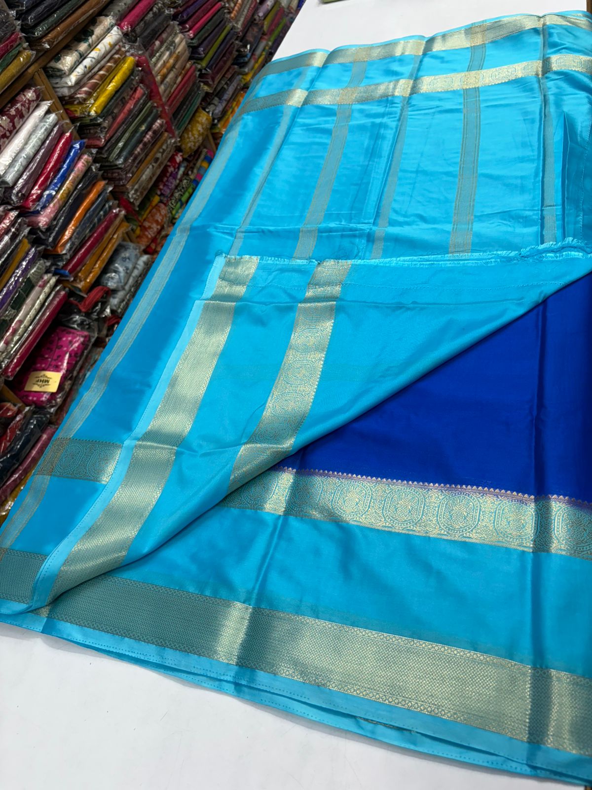 Premium Quality Semi Mysore Crape Silk Saree in Bentex contrast border MT200