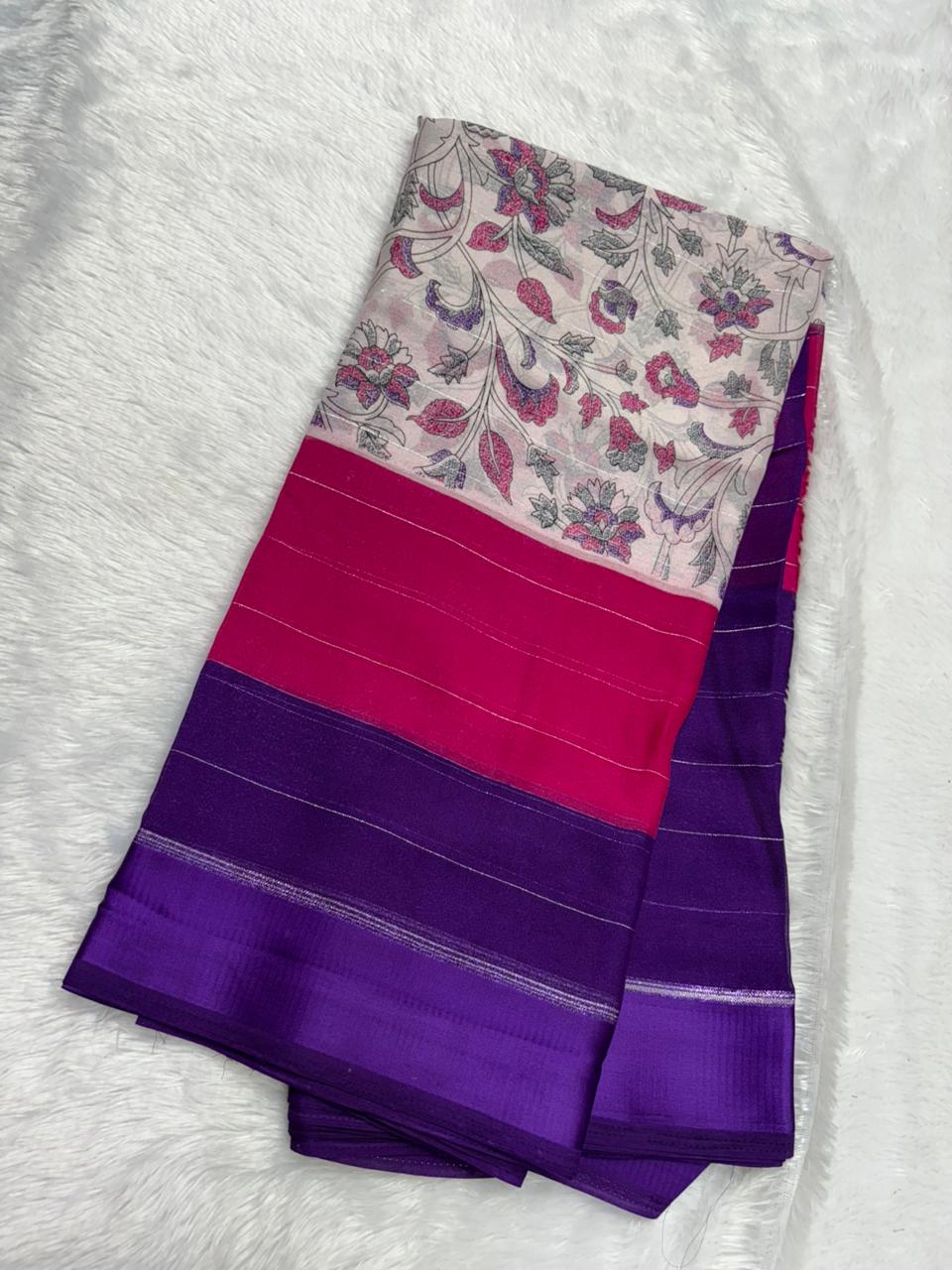 Super Trending 3D Georgete silk saree with center print MT205