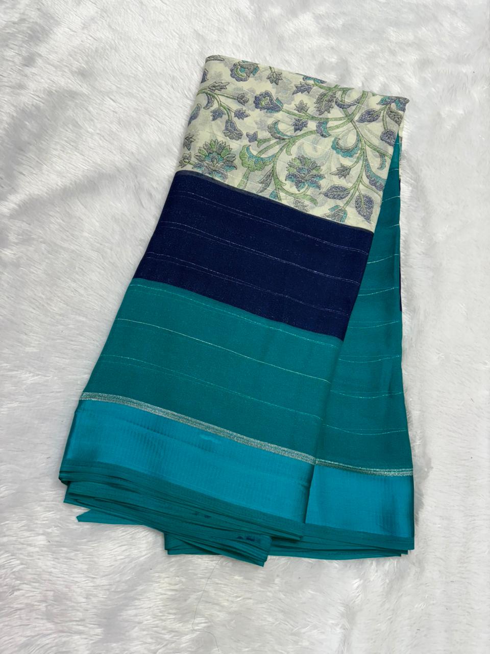 Super Trending 3D Georgete silk saree with center print MT205
