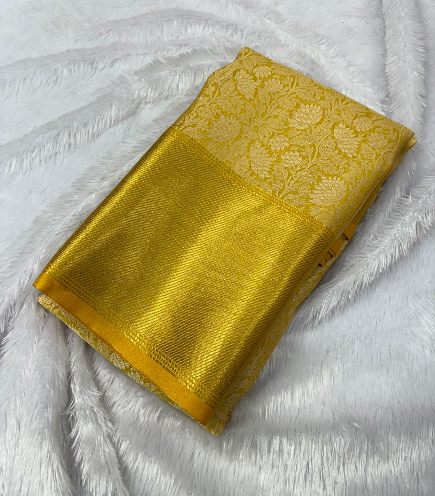 Nita Ambani inspired Premium Quality Tissue Silk Saree in Gold MT220